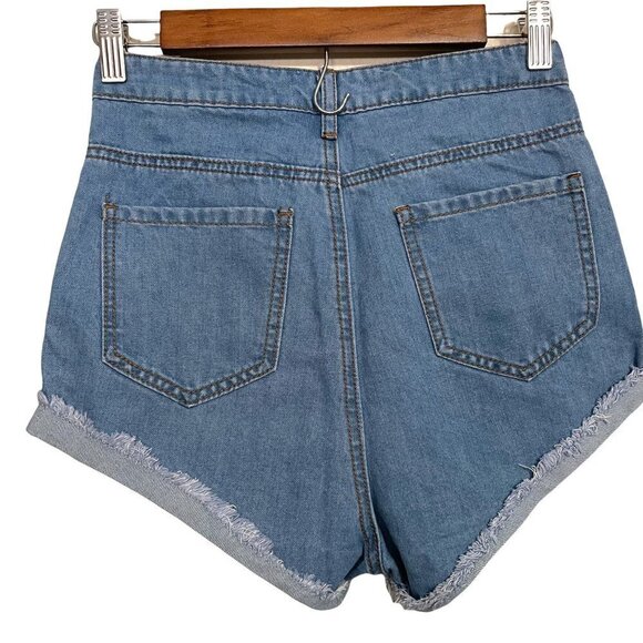 Rehab Women's Floral Embroidered Distressed Cut Out High Rise Jean Shorts Small - Picture 8 of 8